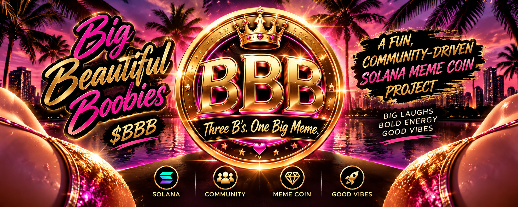 Big Beautiful Boobies BBB gold and pink community banner